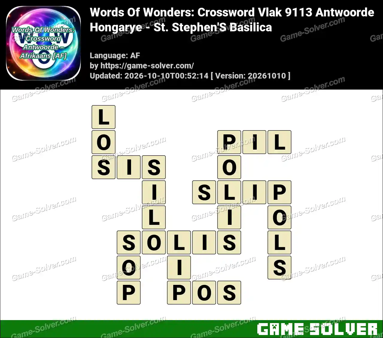 Words Of Wonders: Crossword Vlak 9113 Antwoorde – Hongarye – St. Stephen’S Basilica